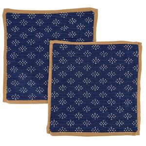 Loloi Set of 2 20x20 Blue Tan Textured Pillow Shams Covers Boho